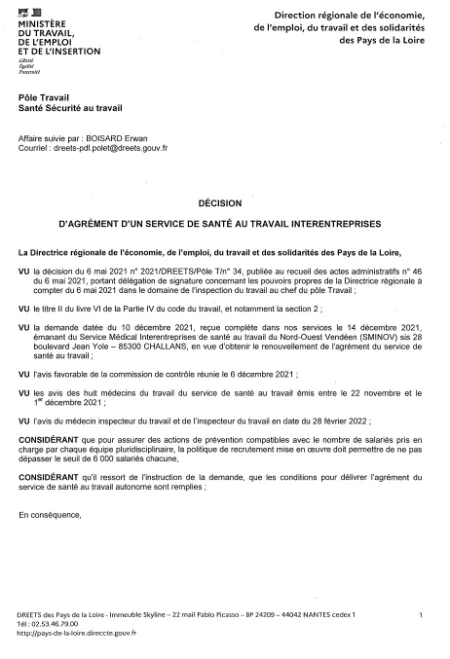 Agrément du service