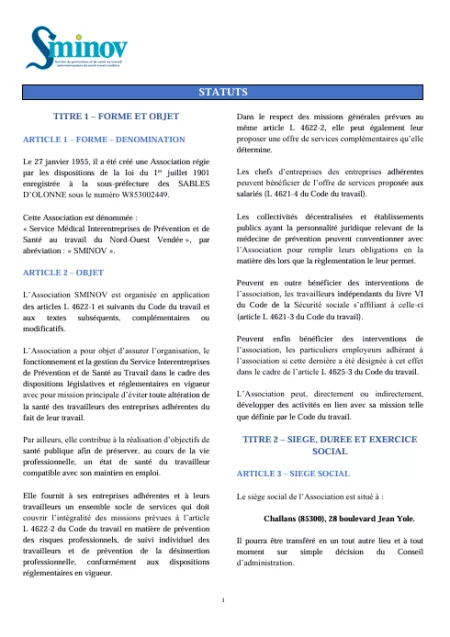 Statut de l'association (04/2026)